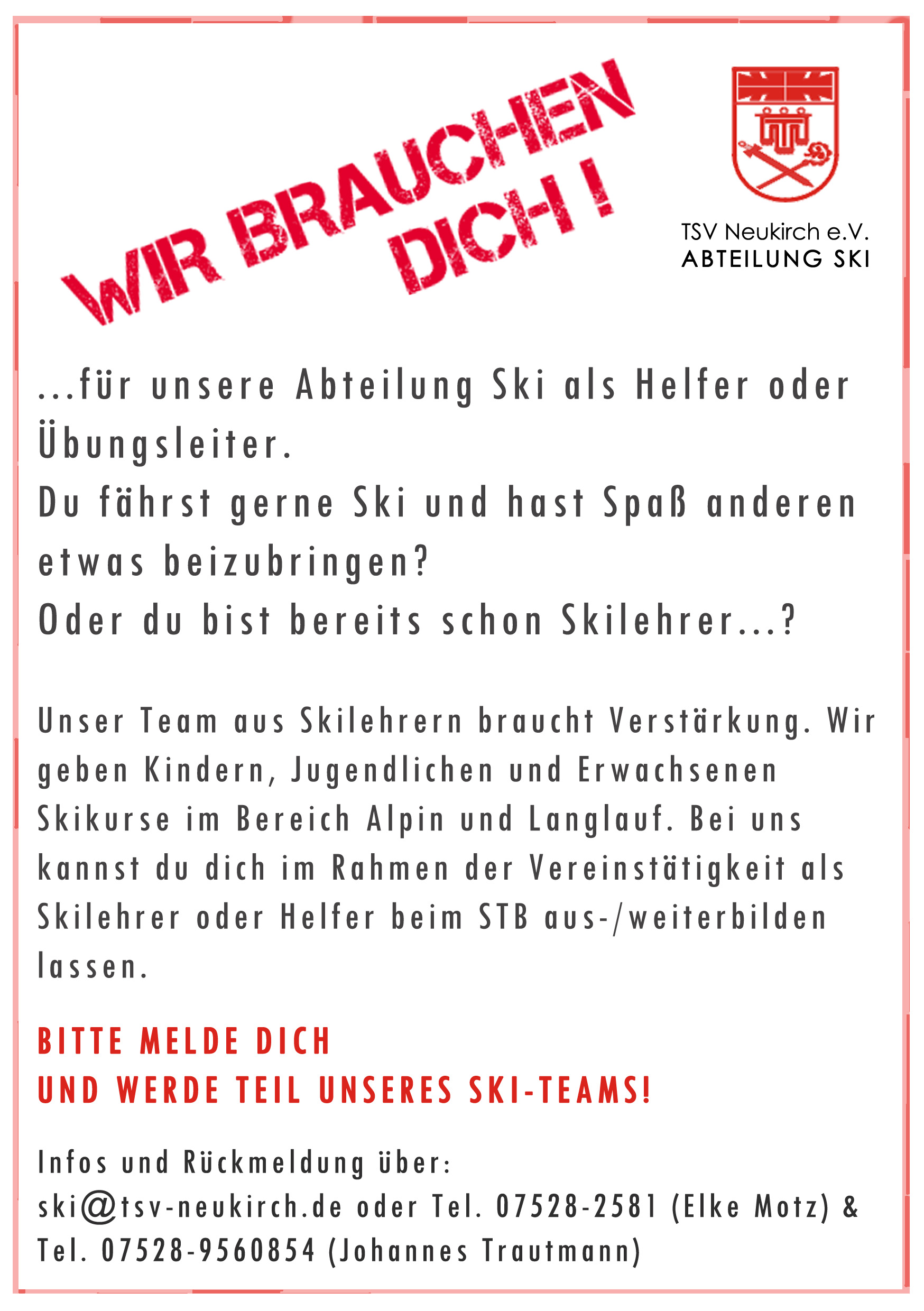 Anzeige Skinachwuchs